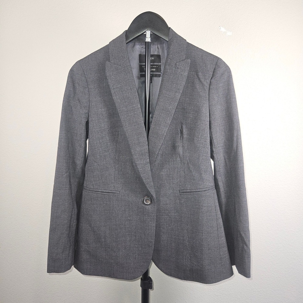 J.Crew Tollegno 1900 Italian Stretch Wool Blazer Gray Women's 2P Career